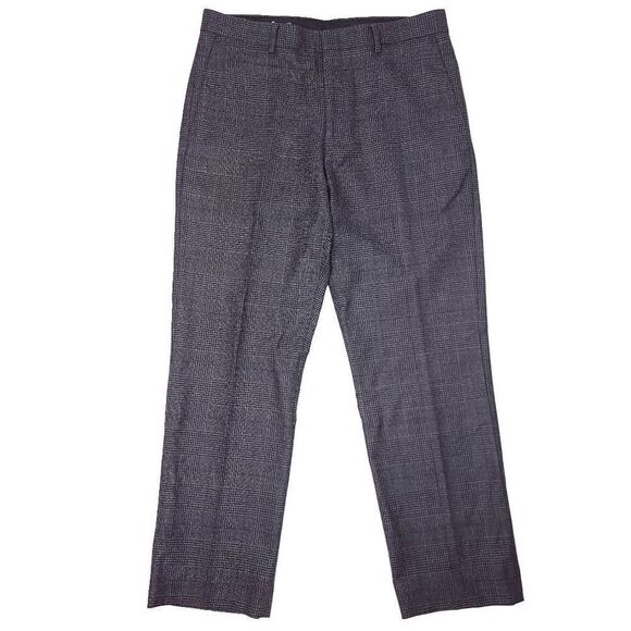 J Crew Thompson Dress Pants Mens 33x29 Wool Blend Glenn Plaid Gray EUC